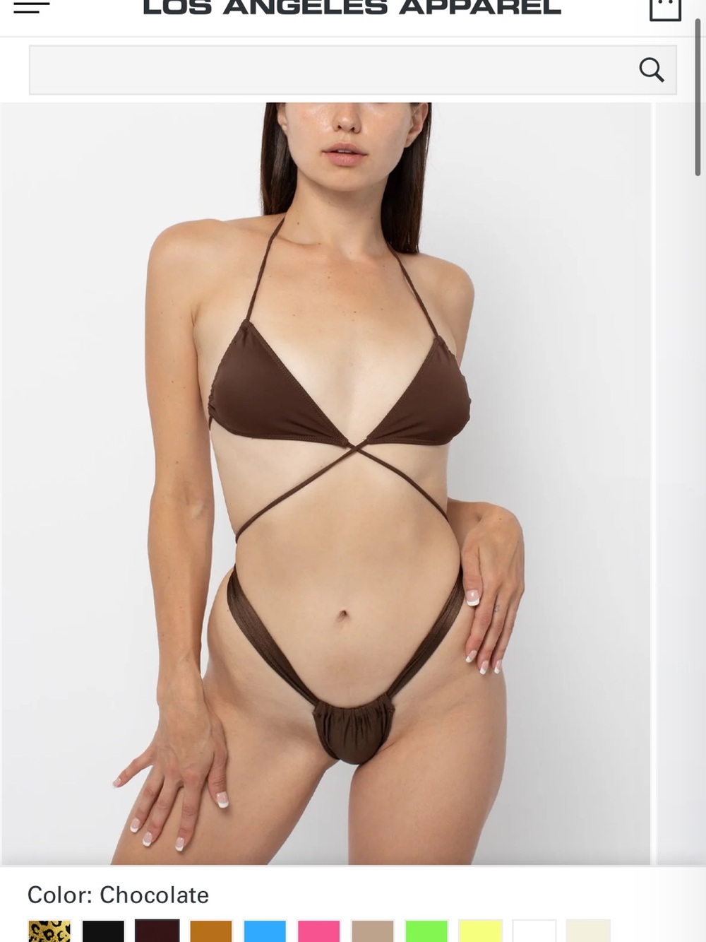 Womens Los Angeles Apparel Brown/chocolate Strappy Triangle Bikini & Bottom